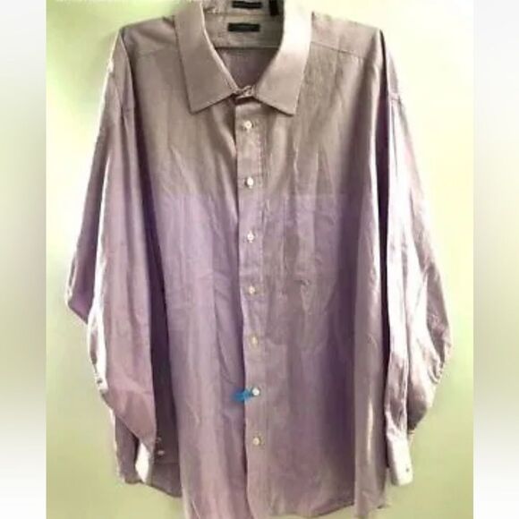 Burberry Men's Lilac Check Print Long Sleeve Button-Up Shirt - Size 20/34B - Picture 1 of 7